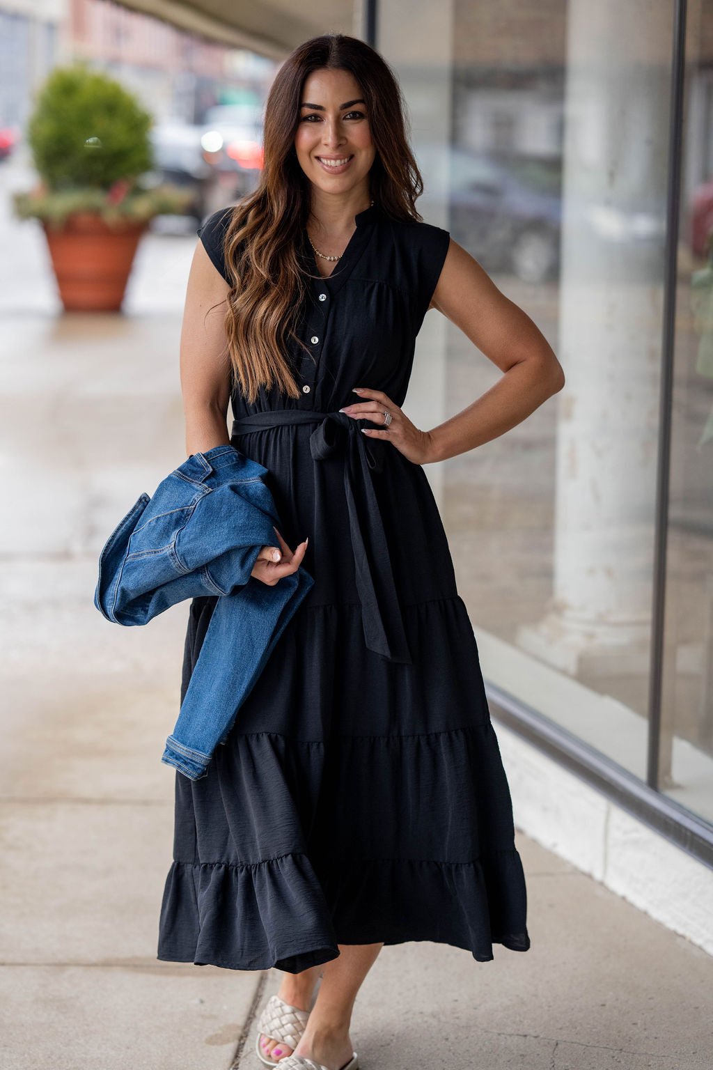 Stroll The Square Midi Dress Black / S