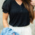Subtle Plaid Cinched Puff Sleeve Tee