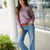 Textured Chevron Gathered Shoulder Sweatshirt