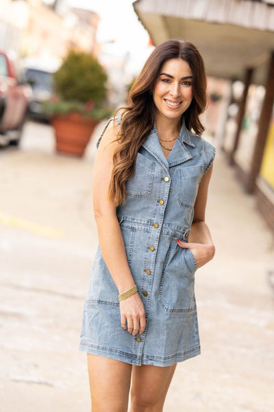 The Sawyer Utility Dress Medium Wash / L
