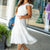 Tiered Flutter Trim Midi Dress