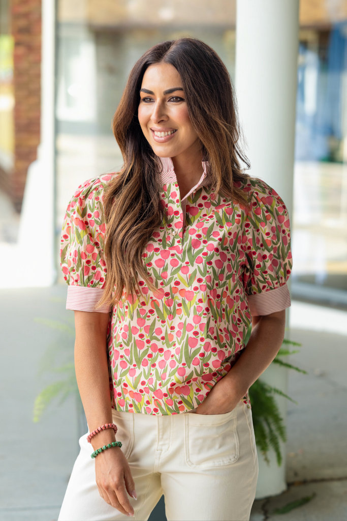 Tulips in Bloom Blouse - Betsey's Boutique Shop -