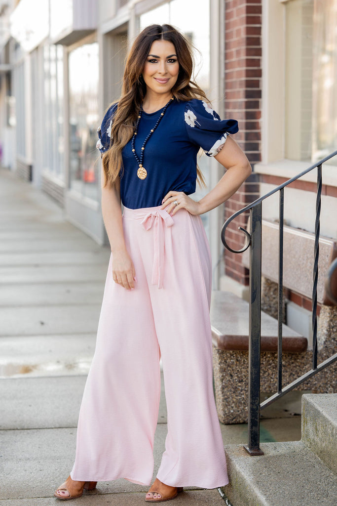 Wide Leg Tie Pants - Betsey's Boutique Shop