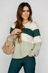 Ribbed Tri Color Blocked Sweater