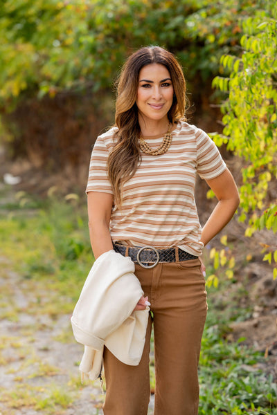 Assorted Stripes Solid Trim Tee