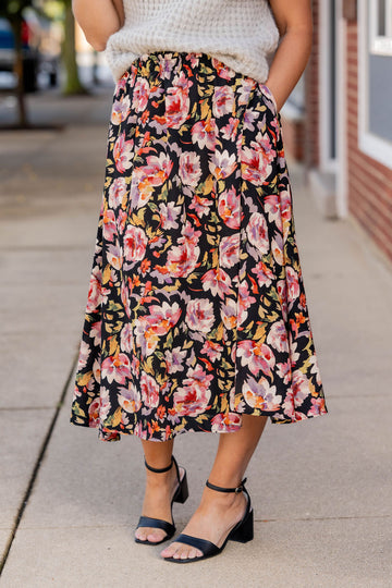 Flawless Floral Midi Skirt