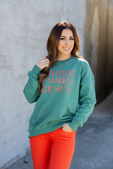 Bold Here Comes The Sun Graphic Crewneck