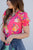 Painted Petals Cinched Puff Sleeve Blouse