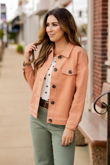 Heathered Button Accented Jacket