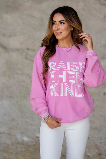 Raise Them Kind Ribbed Graphic Crewneck