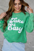 Take It Easy Ribbed Graphic Crewneck