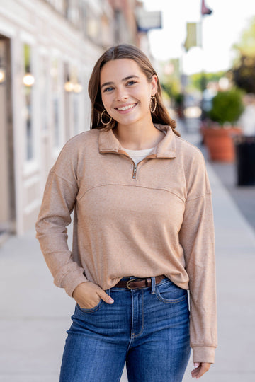 Corded Quarter Zip Pullover Sweatshirt