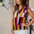 Color Blocked Flutter Trim Blouse
