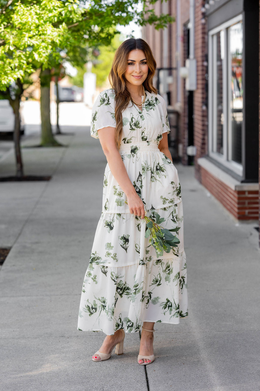 Painted Floral Tiered Maxi Dress Black / S Painted Floral Tiered Maxi Dress Black / S