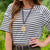 Striped Raw Stitched Tee