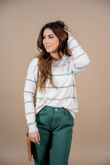 Stitched Stripes Sweater