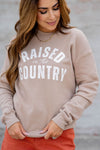 Raised In The Country Cursive Graphic Crewneck