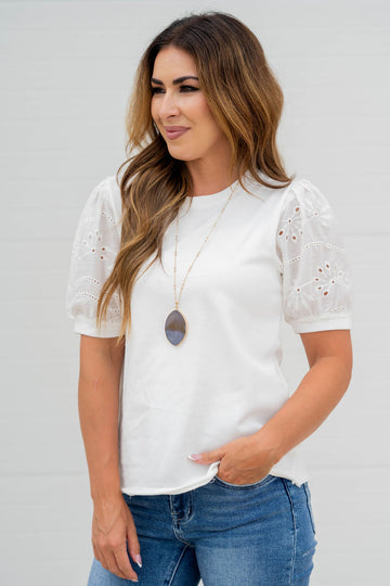 Eyelet Sleeve Solid Body Tee