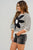 Striped Stitched Floral 3/4 Sleeve Sweatshirt