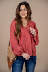 Cinched Trim Balloon Sleeve Blouse