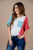Stitched Squares Tri Colored Blouse