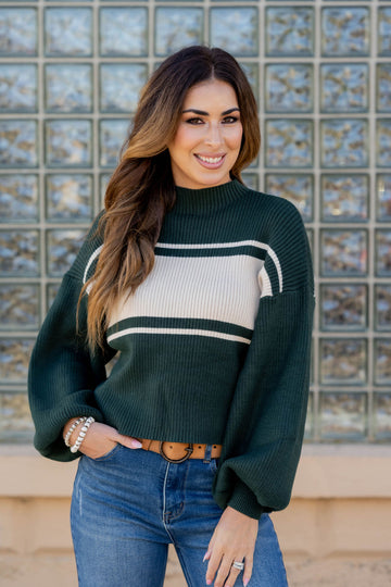 Mid Stripe Mock Neck Sweater