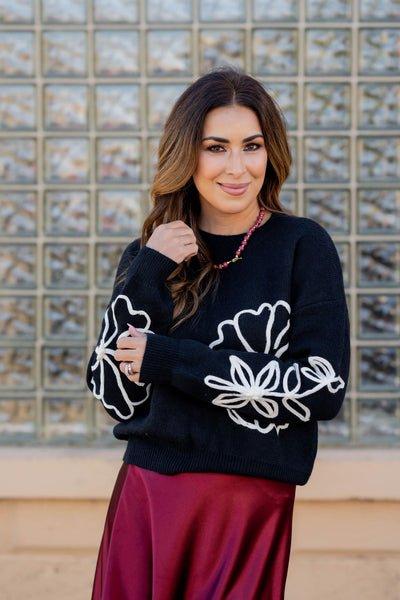 Embroidered Floral Sweater