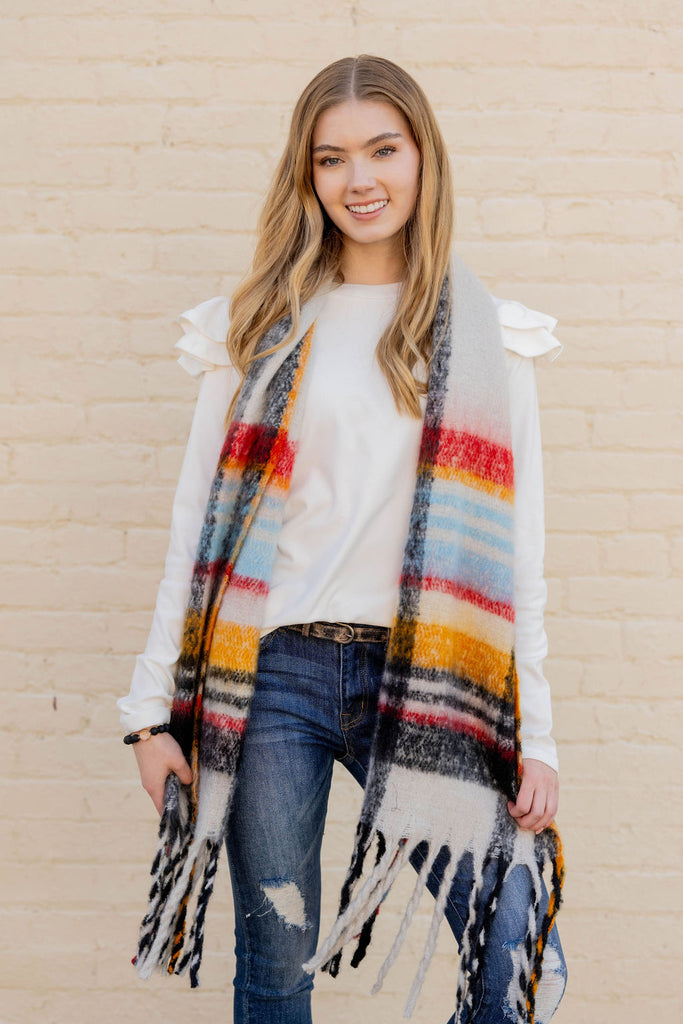 Brilliant Mixed Lines Scarf - Betsey's Boutique Shop