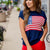Distressed American Flag Short Sleeve Sweater