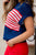 Distressed American Flag Short Sleeve Sweater