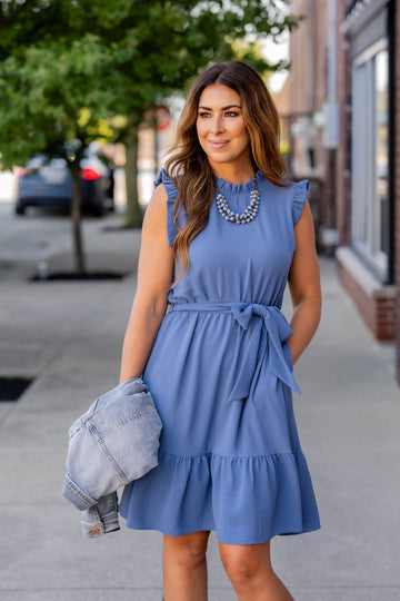 Ruffle Trim Tie Tank Dress