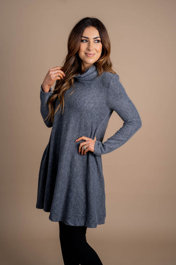 So Soft Heathered Cowl Neck Dress