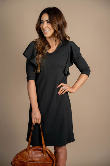 Flutter Accented Long Sleeve Dress