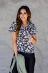Speckled Floral Cap Sleeve Blouse