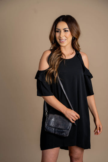 Ruffled Cold Shoulder Dress