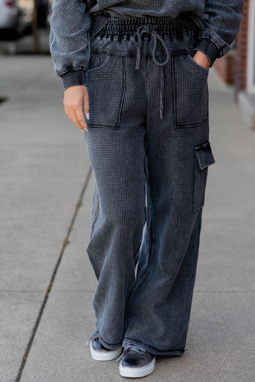 Waffled Vintage Washed Cargo Sweatpants