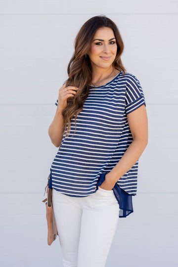 Striped Blouse Bottom Tee