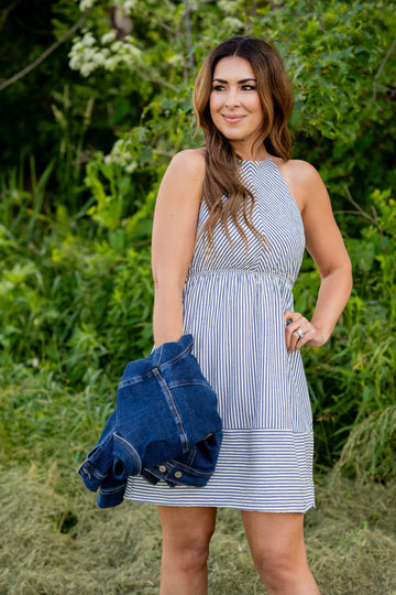 Mixed Stripes Halter Tank Dress