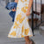 Blossoms Ruffle Bottom Midi Skirt