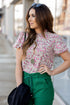 Delicate Floral Puff Sleeve Blouse