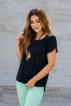 Stitched Dots Two Scallop Sleeve Tee