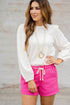 Bold Textured Cinched Sleeve Blouse