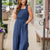 Subtle Textured Ruched Strap Jumpsuit