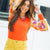 Watercolor Floral Sleeve Ribbed Body Blouse