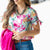 Watercolor Roses Tie Sleeve Blouse