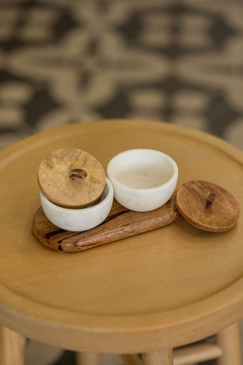 Wood and Marble Condiment Set - Betsey's Boutique Shop