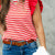 Zig Zag Striped Ruched Ruffle Trim Tank