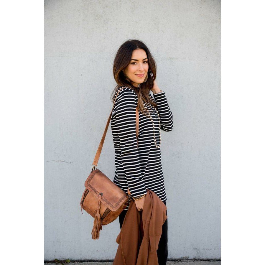 Long Sleeve Striped Tunic Tee - Betsey's Boutique Shop