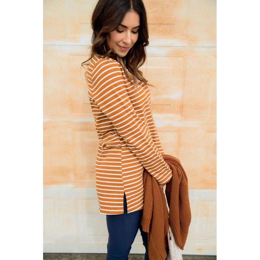 Long Sleeve Striped Tunic Tee - Betsey's Boutique Shop