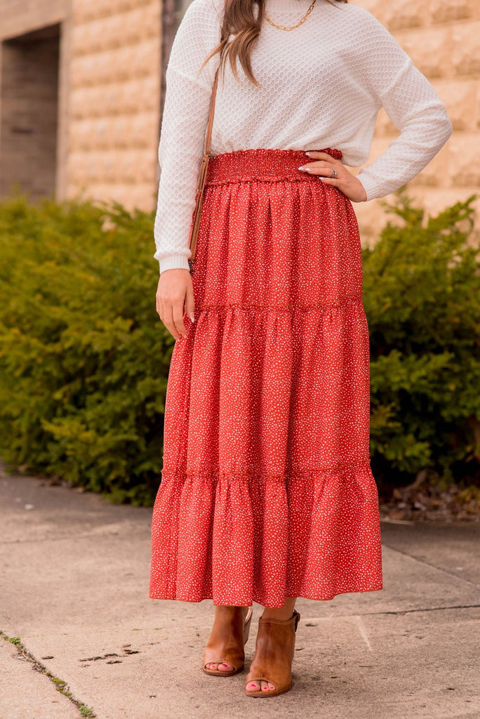 Spotted Tiered Maxi Skirt - Betsey's Boutique Shop -